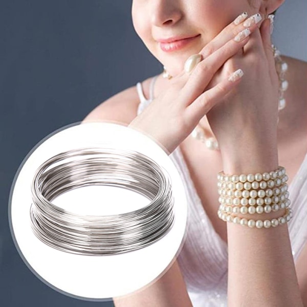 100 sirkler 0,6 mm Stål Memory Wire For Beading Bangle Armbånd White