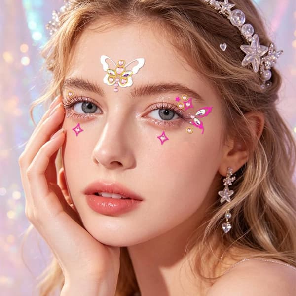 Sexy diamant ansiktsklistremerke fargerik glitter krystall fest ansikt A3
