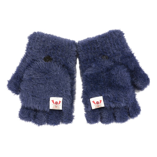 Talvi naiset Half-finger Flip-top Gloves Student e Girl Cartoon Navy