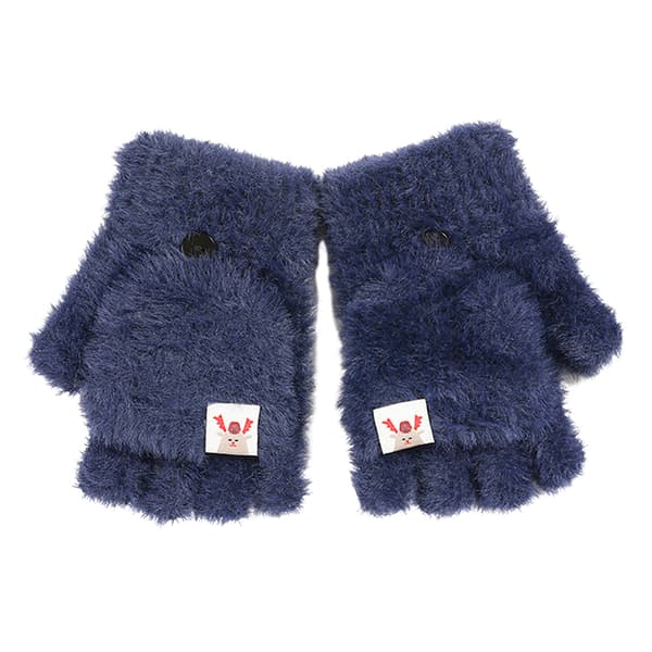 Vinter Kvinder Halvfinger Flip-top Handsker Student e Girl Cartoon Navy