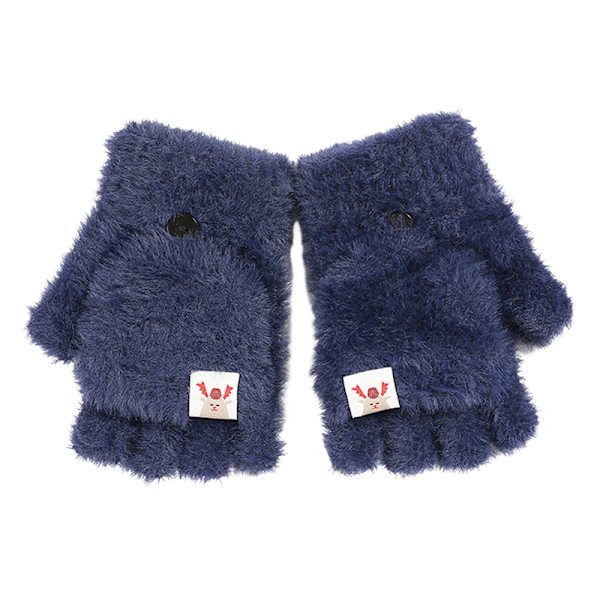 Vinter kvinner Halvfinger flip-top hansker Student e Girl Cartoon Gray