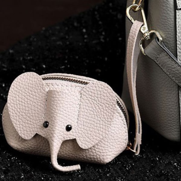 Læder Elephant Zero Wallet Creative Card Bag Opbevaring til kvinder Z Khaki