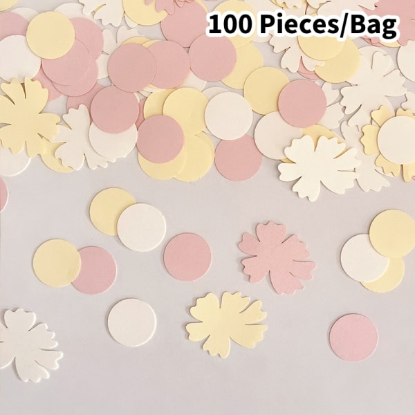 100 stk/pakke Farverige konfetti lyserøde prikker Flower Throw Party Deco A