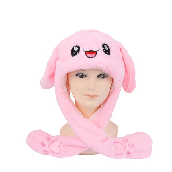 Kvinders Movable Bunny Ears Hatte Med Lys Piger Vinter Plys A