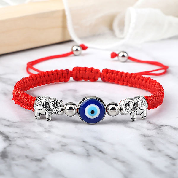 Nytt Evil Eye flätat armband Lucky Röd Svart Färg Tråd Coup A2