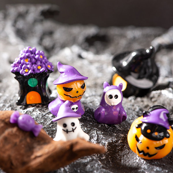 Mikro landskap Halloween dekorasjon tilbehør gresskar harpiks A19