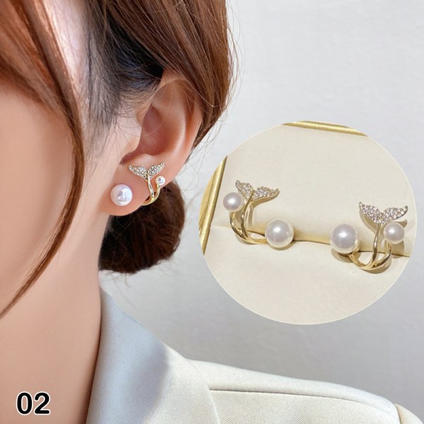 1 par lys luksus imiteret perleblomst stud øreringe krystal 02