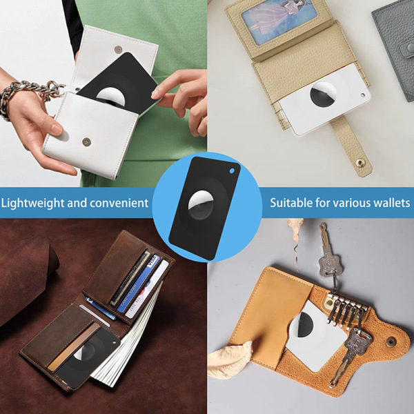 Til Apple AirTag Case Wallet Tracker Card Beskyttende til Apple Black