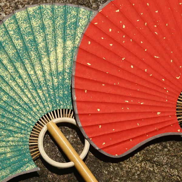 Hand Ginkgo Rund Solfjäder Papper DIY Vikbar Solfjäder Bambu Bröllop Måla Red
