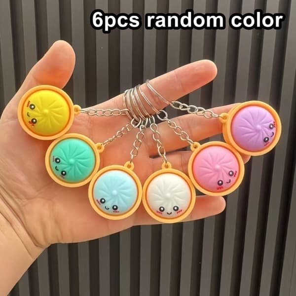 6 kpl e Dumpling Baozi -avaimenperiä höyrystimellä, satunnainen väri G:lle 6pcs random color