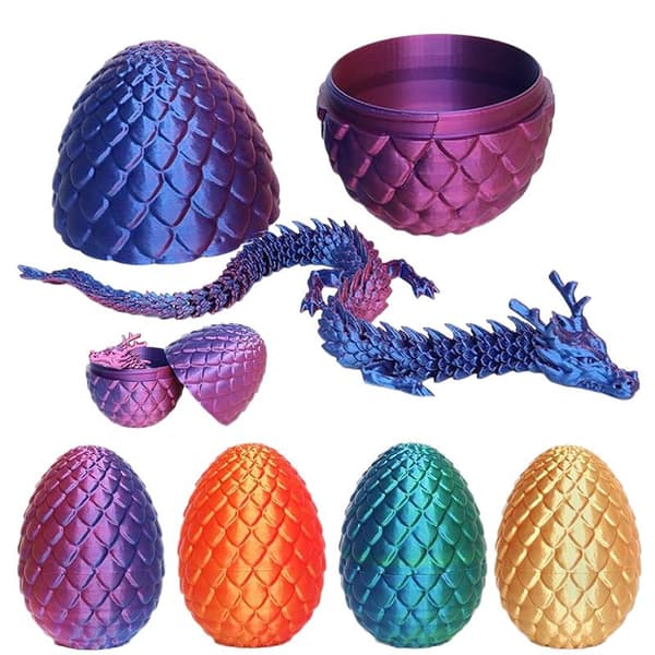 3D-printat 30 cm drakägg med ledad drakmodell Hem D StyleD