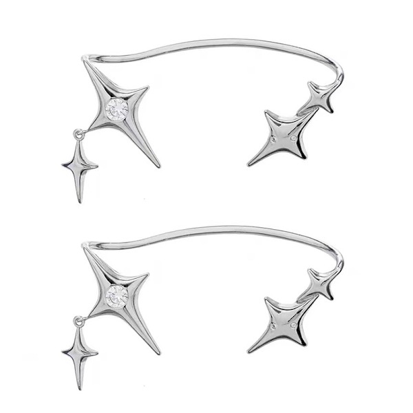 1 par mote sølvfarge Star Clip Ear Cuff øredobber Ingen Pierc