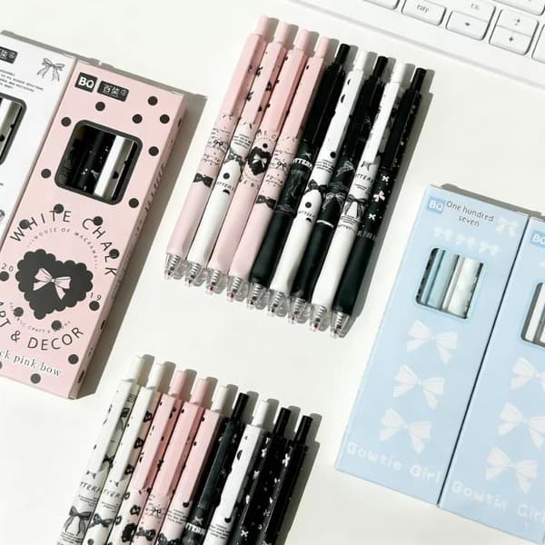 4 stk/sæt udtrækkelige gelpenne 0,5 mm sort blæk hurtigtørrende skole O A2