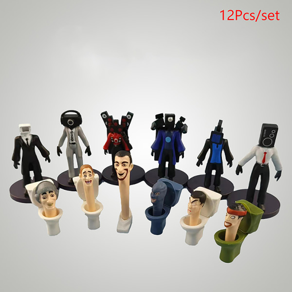 12st Set 8-10cm Skibidi Toalettfigurer Toy Model Action