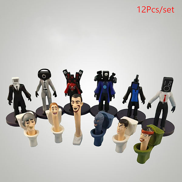 12stk Sett 8-10cm Skibidi Toalettfigurer Lekemodell Action