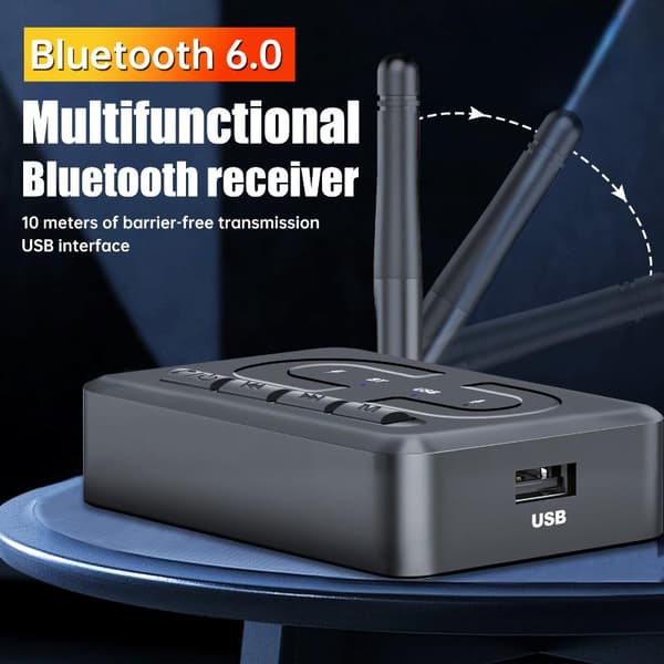Bluetooth 6.0-mottaker 3,5 mm AUX RCA med mikrofon HIFI Stereo Trådløs