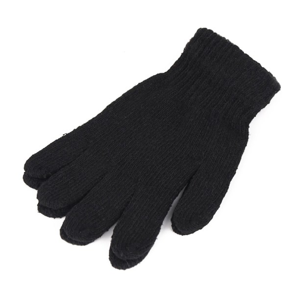 1 Par Svarta All-Finger handskar för kvinnor och män Ull stickad handled