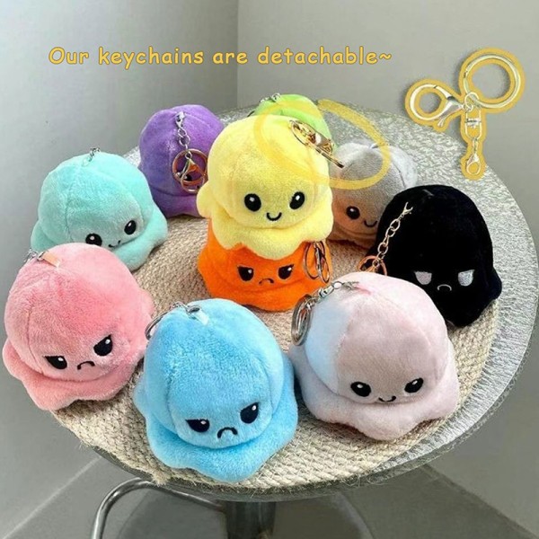 Flip Expression Little Octopus Plush Doll e Bag Pendant Keychai green purple