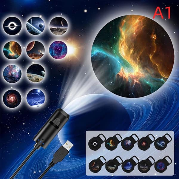 1Set USB-driven Galaxy Starry Sky Projektorlampa Takvägg A5