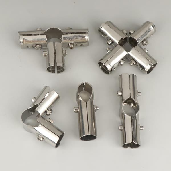 1 st 25 mm runt rör rostfritt stålrörskoppling möbler Bend 5 Way Silver