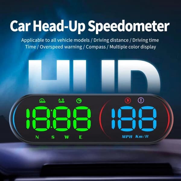 Bil HUD Head Up Display Speedometer GPS Hastighedsmåler med Kompas
