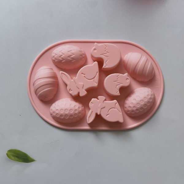 9-hulrums påske silikone påskeæg formet bageform chokolade Pink