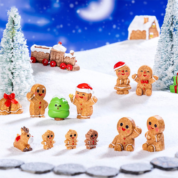 Mini Julepynt Gingerbreadmand Snemand Mikrolandskab A4