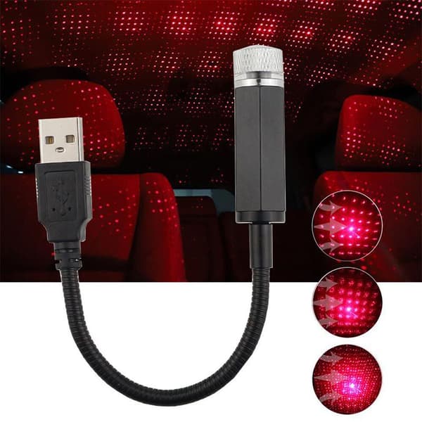 USB Bil Stjernehimmel Lys Omgivelseslys Rød Grøn Blå Lilla St A3