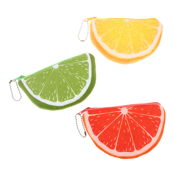 Fruktlommebok Oransje sitronmyntpung Plysj pengeveske Pungnøkkel 6#