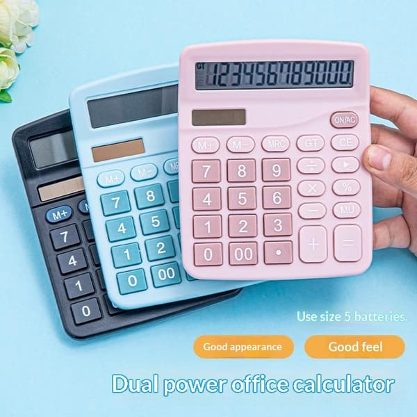 Dobbelt display lommeregner med pengedetektor 12 cifre elektronisk E