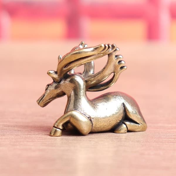 Älgfigurer i massiv mässing Retro Djur Älg Liten Staty Skrivbord