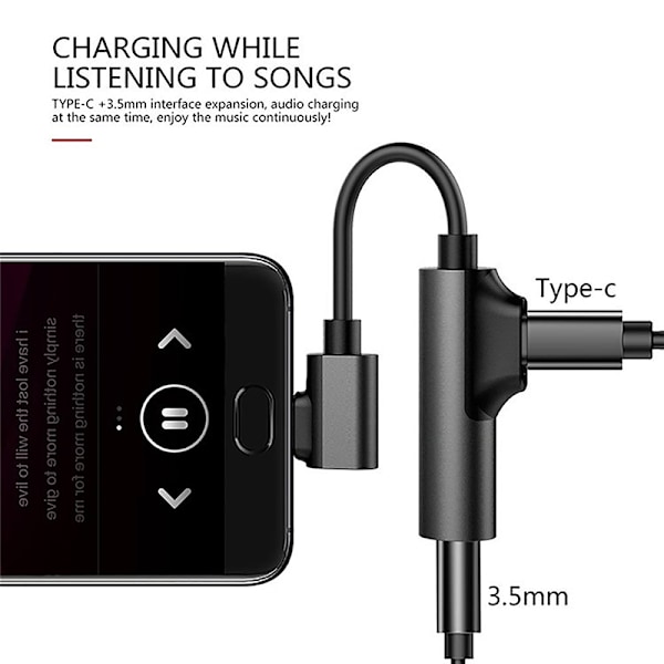 USB C DAC -sovitin 2 in 1 Type C - 3.5 kuulokesovitin o Type-c Silver