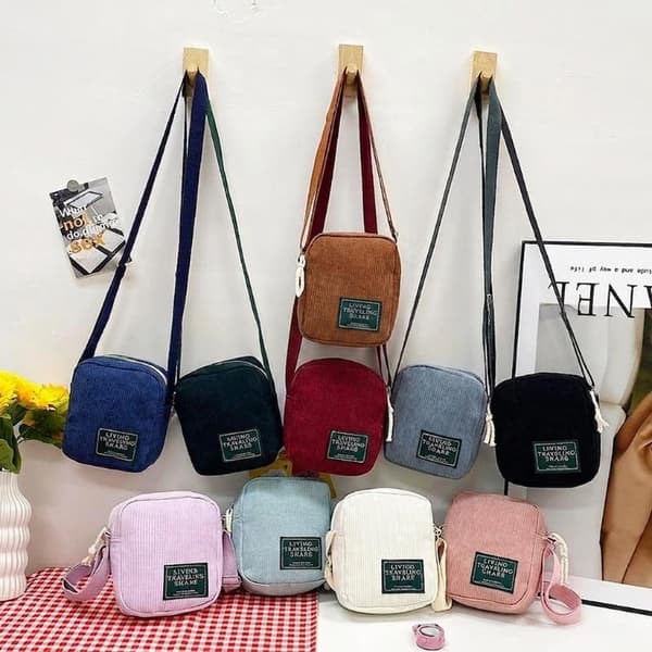 Fløjls Mini Crossbody Taske Med Justerbar Rem Multi Farve O A9