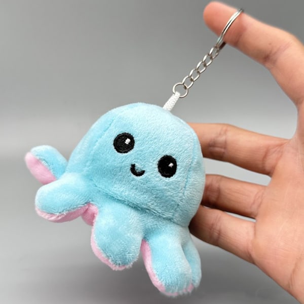 Mini Octopus e Plush Doll Reverse Toy Keychain Kawaii Fluffy St A3