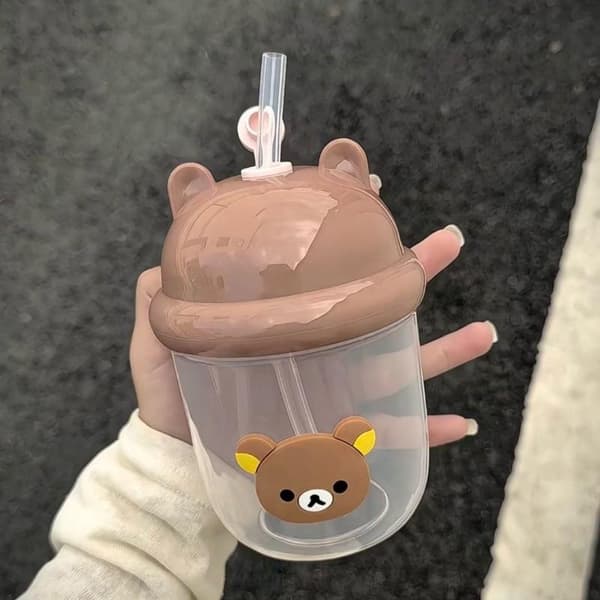1 stk Kawaii Rilakkuma plast sugerørkopp e student melkekopp tonn A2
