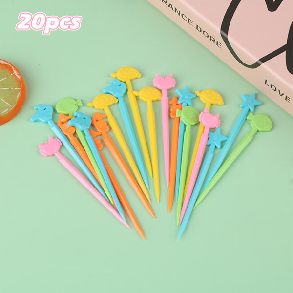 20 stk/sett e Dyr  Tannpirkere Tegneserie Tannpirkere Bento Frukt F 20PCS