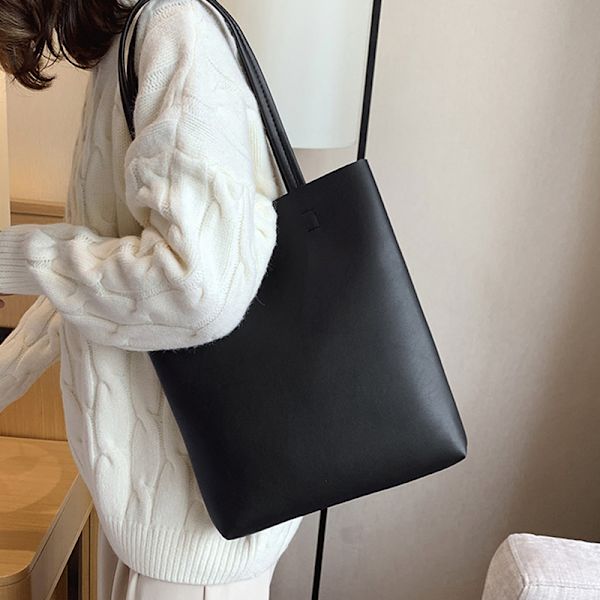 Ensfarget PU-skinn-tote Crossbody-veske Stor kapasitet Enkel A3