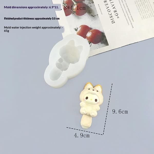 1 stk e Sanrio Stearinlys Silikoneform 3D Kuromi Aromaterapi Plast KT Cat