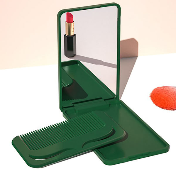 Liten spegelkam Set Enfärgad Mode Portable Fold Makeup White