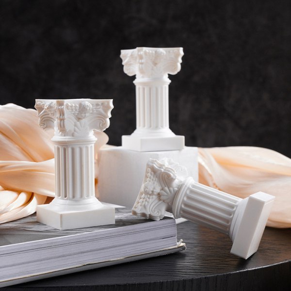 Romersk søjle græsk søjle statue piedestal lysestage stativ Fig White