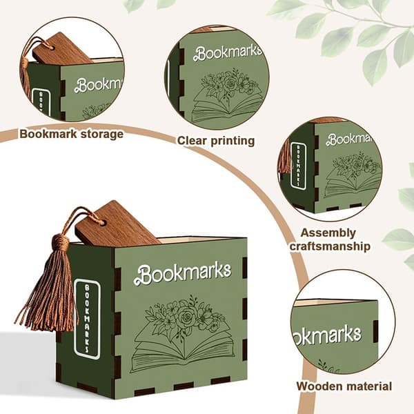 Bokformad bokmärkshållare i trä, skrivbordsorganisatörslåda Bookis A4
