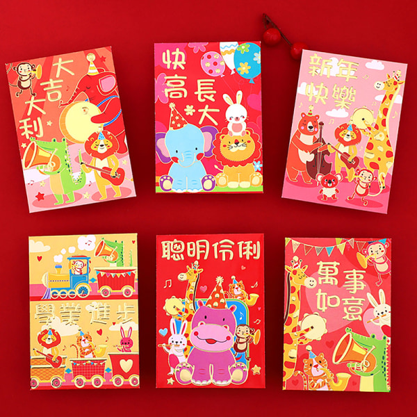 6 kpl New Year Red Envelopes Red Packet 2024 Dragon Year Luck M A11