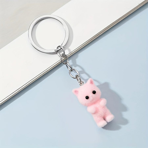 Flocking Kitten Bear nøkkelring Resin Cat Phone Pendant Bear Keyr A3