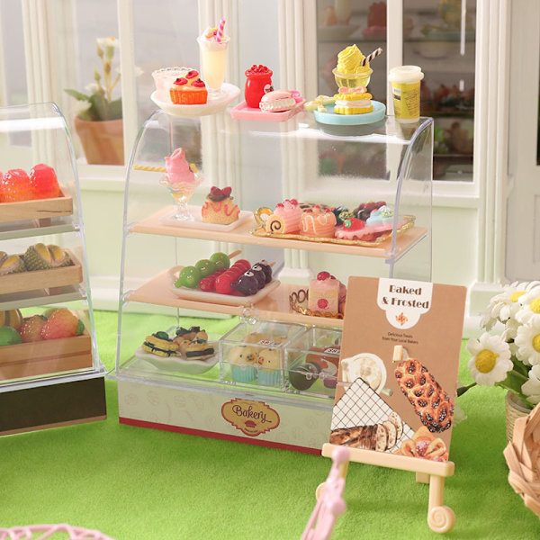 1:12 Dockhus Miniatyr Tårt Vitrinskåp Modell Hantverk Dekor 4(green bakery)