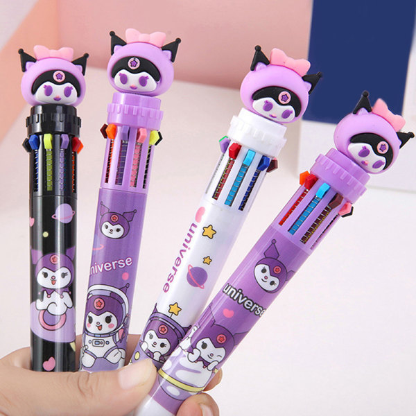 e Sarjakuva Kuromi 10 Color Ball Pen Kawaii 0,7 mm multi kynä A1