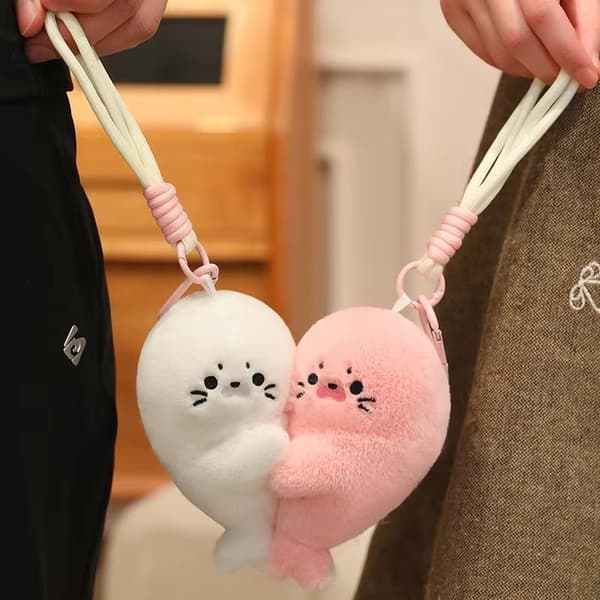 Havdyr Babysæl Plys Fluffy Par Nøglering Magnetisk Att D