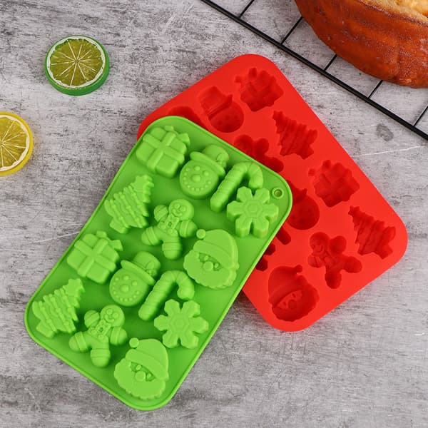 Juletema Silikone Candy Form Chokolade Cookie Bagning også Green