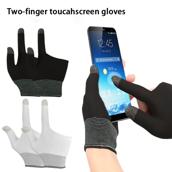 To-fingre Gaming Finger Sleeves Anti-slip Touch Handsker Til Mo Black