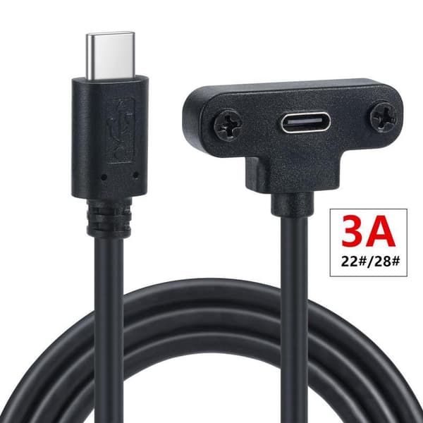 652F Rask og data USB C-forlengelseskabel med panelmontering hann