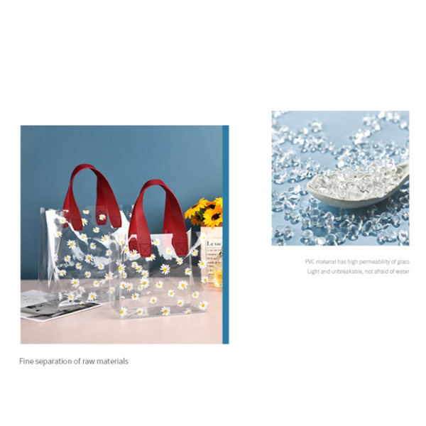 Gennemsigtig Pvc Gave Tote Emballage Taske Clear Daisy Plastic Han B S